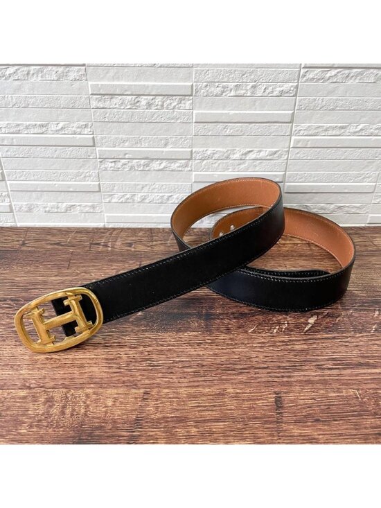 Hermes Leather Buckle Gold Belt Black Brown main image 7
